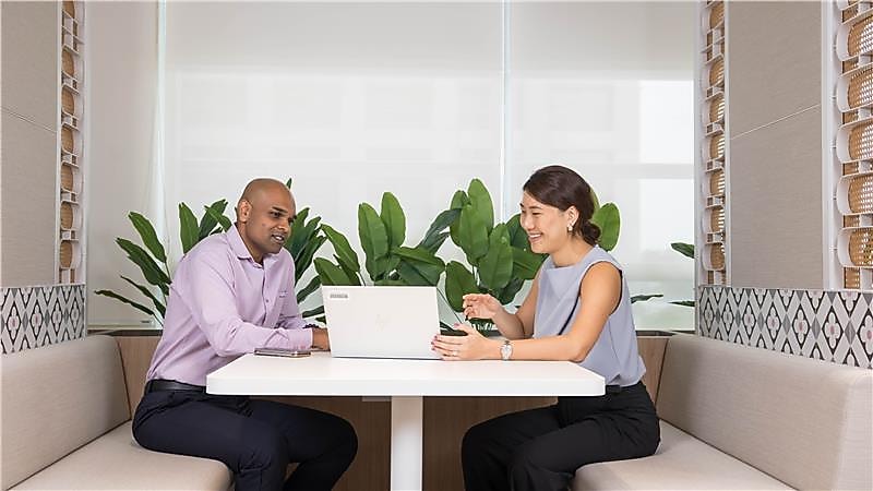 Shell employees discussing work