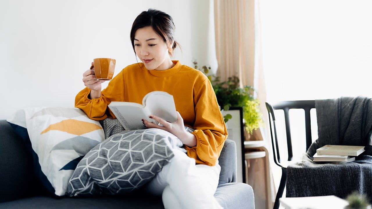 woman reading a book