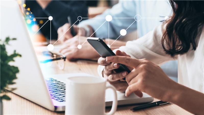 Woman sending a LIVE chat