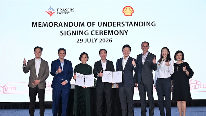 Shell Singapore and Frasers Property Singapore at the Memorandum of Understanding signing ceremony on 29 July 2026