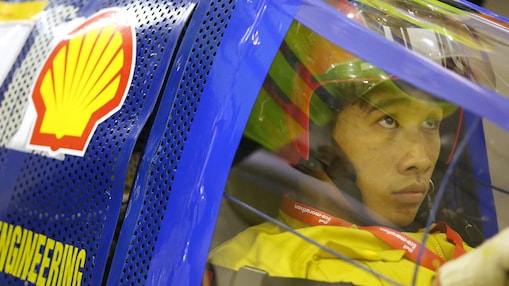 Student driver in an eco car
