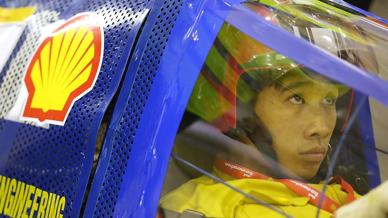 Student driver in an eco car