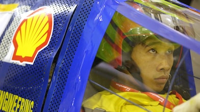 Student driver in an eco car