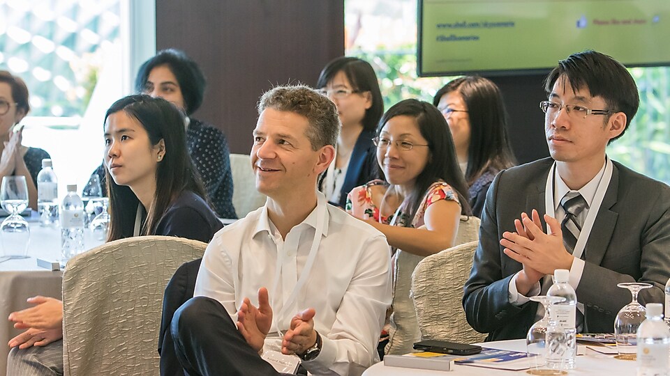 The audience comprised government delegates and partners from businesses and academia in Singapore.