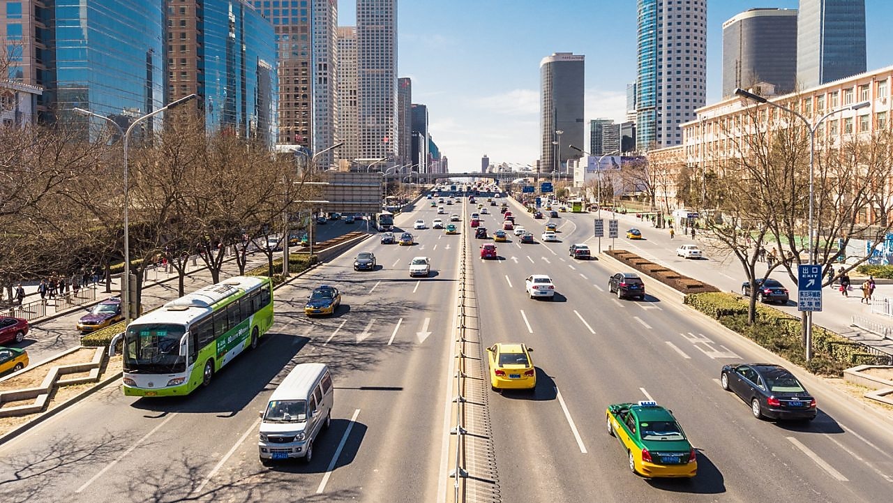 Cars on road city view