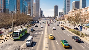 Cars on road city view