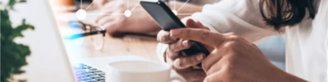 Woman sending a LIVE chat