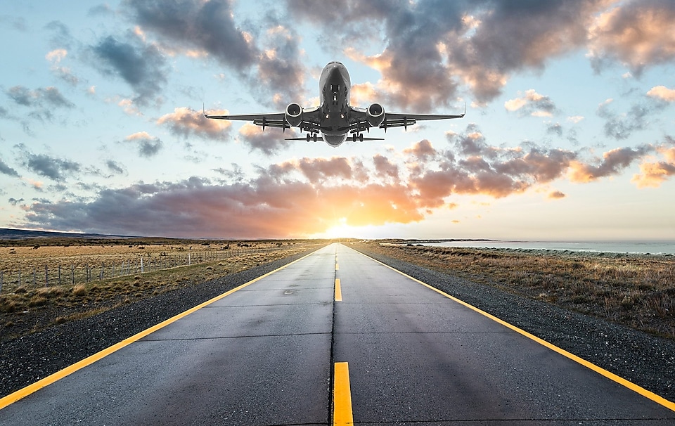 Flight taking off from runway