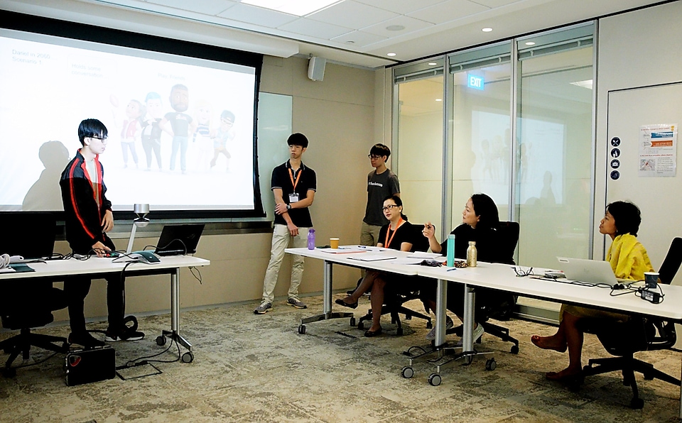 Teams attend a storytelling workshop where they learn how to creatively deliver their scenarios for the Singapore Finals.