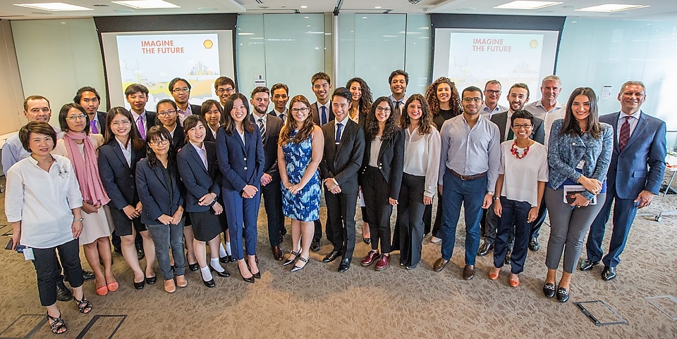 Shell’s Imagine the Future Scenarios Competition 2017/2018 student team winners from Singapore, Egypt and Thailand