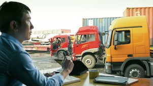 Trucks waiting