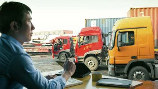 Trucks waiting