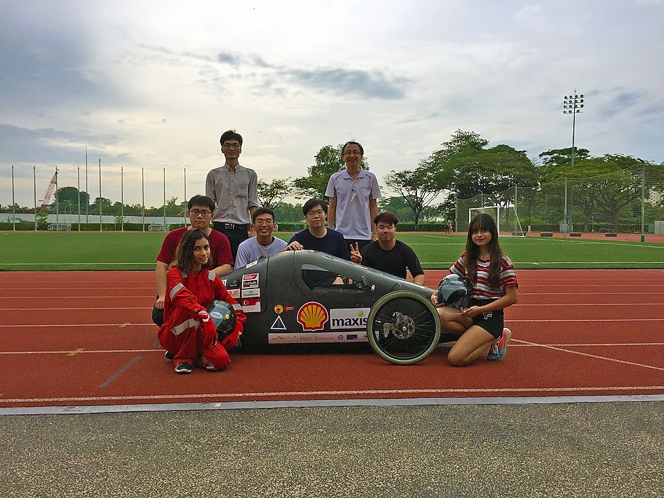 The team of students and lecturers behind TP Eco Flash at Temasek Polytechnic