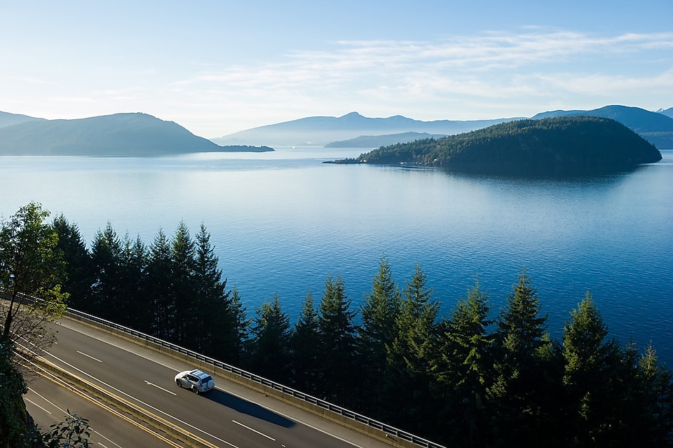 Sea to Sky Highway from Vancouver to Whistler in British Columbia, Canada