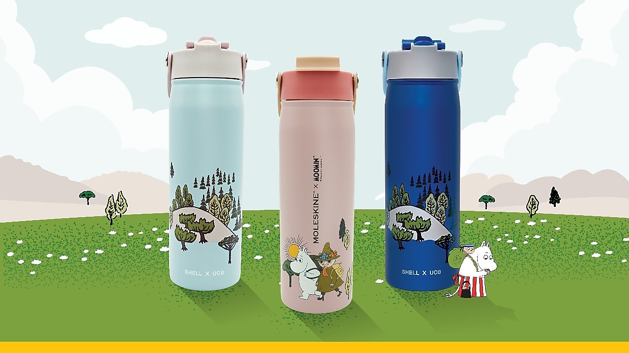 Shell X UOB Moomin Bottle when you fuel at Shell with UOB Cards