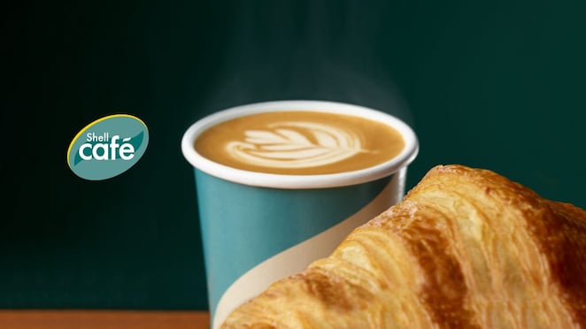 Shell Café coffee and croissant