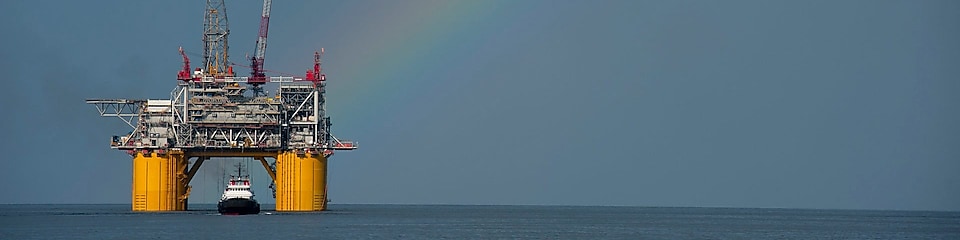 Mars B Platform in the Gulf of Mexico with a rainbow overhead